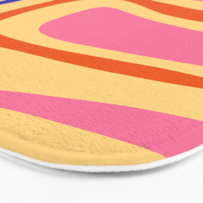 Palm Springs Retro Mid Century Modern Colourful Abstract Pattern Yellow Orange Pink Blue Green Bath Mat Gallery Image 3