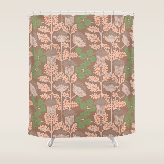 CELIE GARDEN  Inspired by PANTONE 17 1230 Mocha Mousse Shower Curtain Gallery Image 1