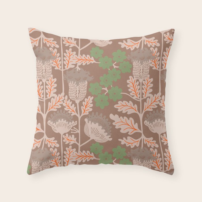 CELIE GARDEN  Inspired by PANTONE 17 1230 Mocha Mousse Throw Pillow Gallery Image 1
