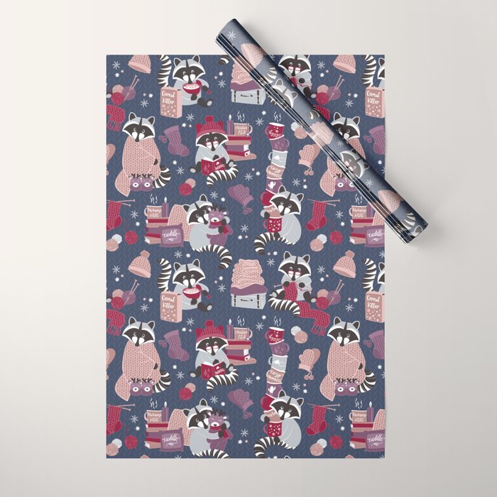 Hygge raccoon Wrapping Paper Gallery Image 1