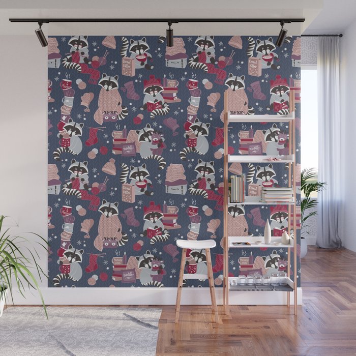 Hygge raccoon Wall Mural Gallery Image 1