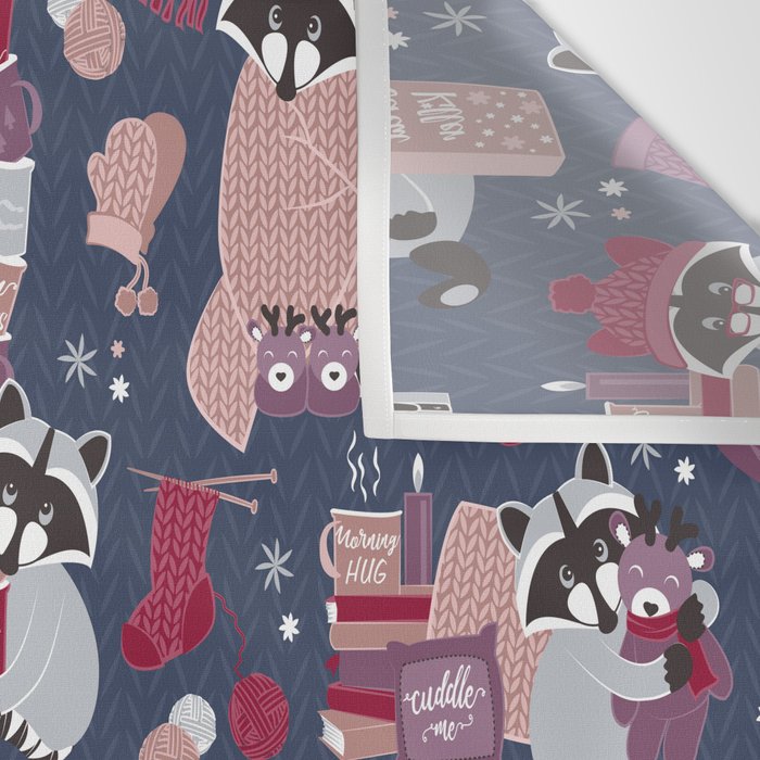 Hygge raccoon Wall Tapestry Gallery Image 3