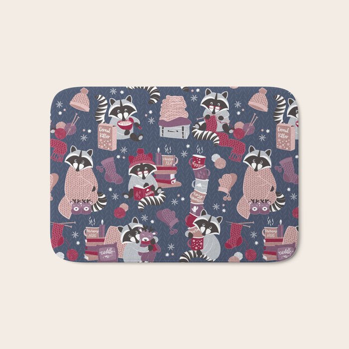 Hygge raccoon Bath Mat Gallery Image 1
