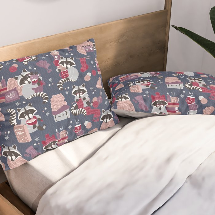 Hygge raccoon Pillow Sham Gallery Image 2