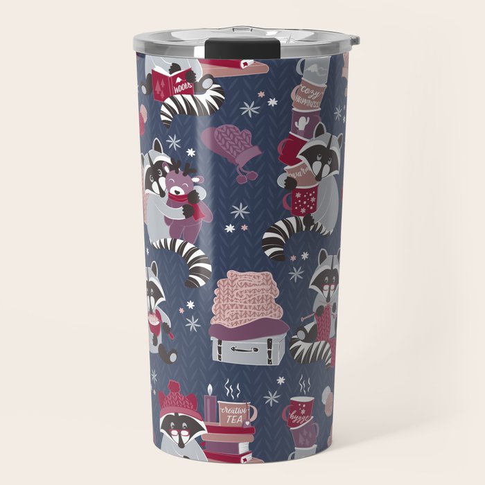 Hygge raccoon Travel Mug Gallery Image 1