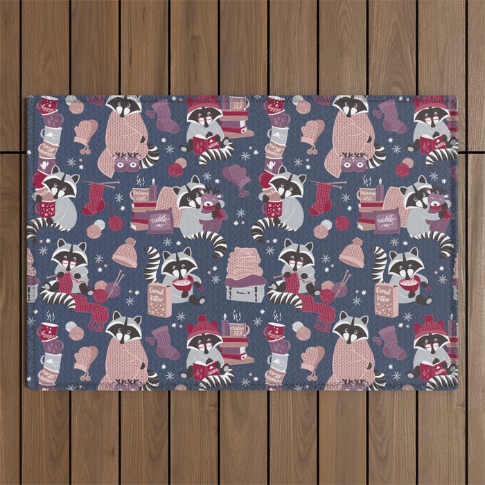 Hygge raccoon Outdoor Rug Gallery Image 1