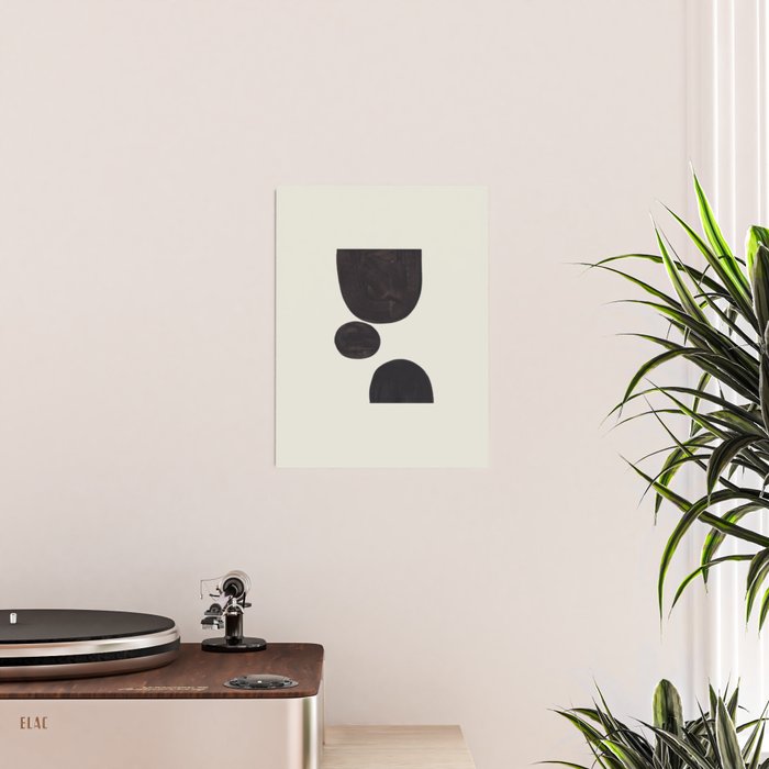 Black & White Minimalist Abstract Shapes Patterns Black Ink Painting Poster Gallery Image 2
