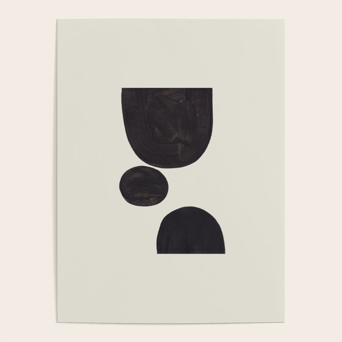 Black & White Minimalist Abstract Shapes Patterns Black Ink Painting Poster Gallery Image 4