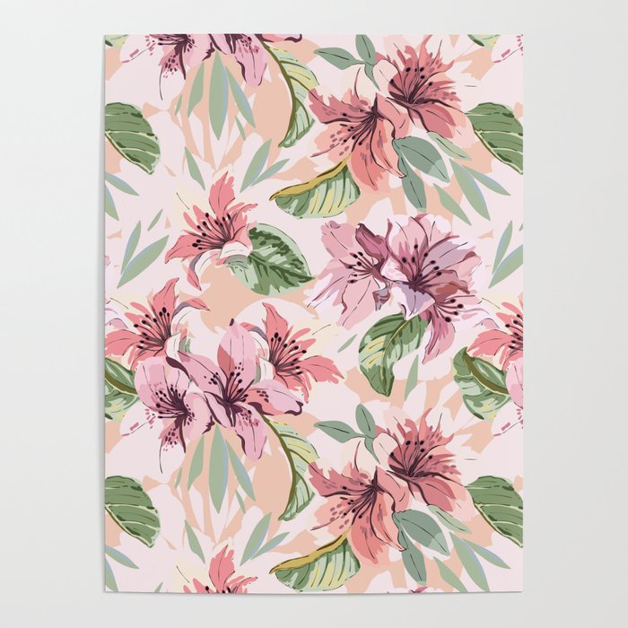 Pastel pink tropical bloom A Poster Gallery Image 1