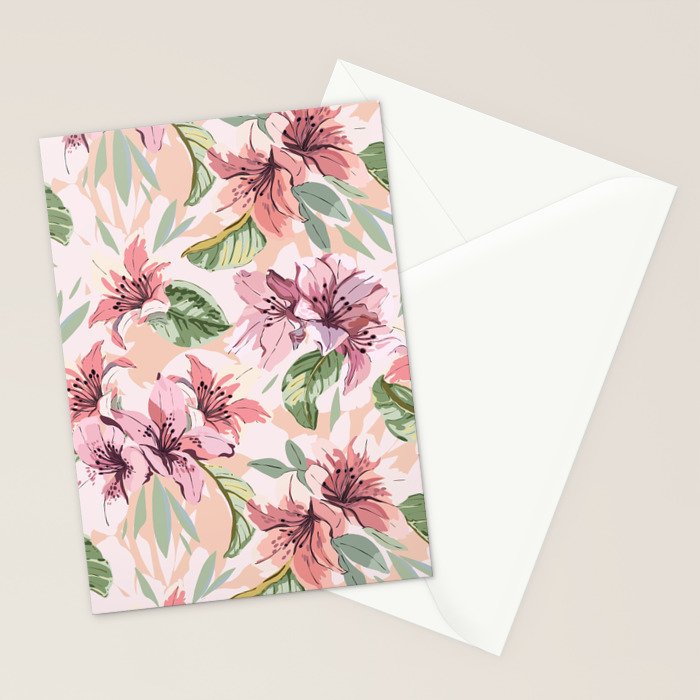 Pastel pink tropical bloom A Stationery Card Gallery Image 2