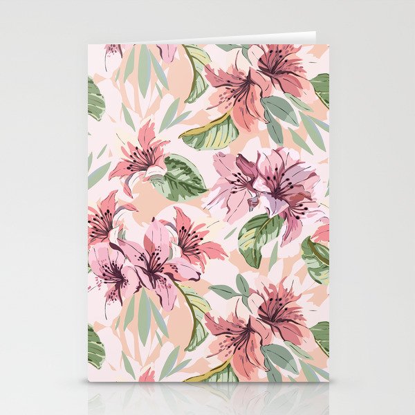 Pastel pink tropical bloom A Stationery Card Gallery Image 1
