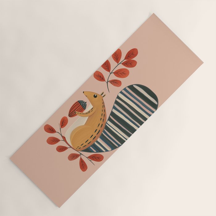 Squirrel in a Pink Autumn Yoga Mat Gallery Image 1