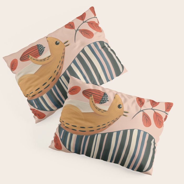 Squirrel in a Pink Autumn Pillow Sham Gallery Image 1