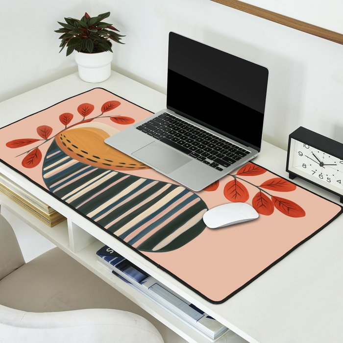 Squirrel in a Pink Autumn Desk Mat Gallery Image 2