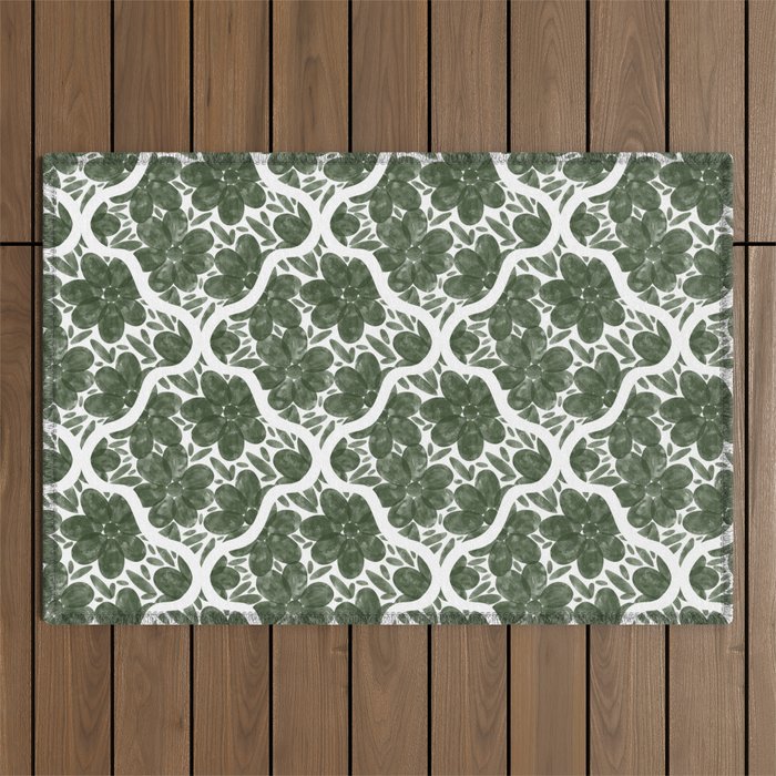 Green Petals Oasis Motif Outdoor Rug Gallery Image 1