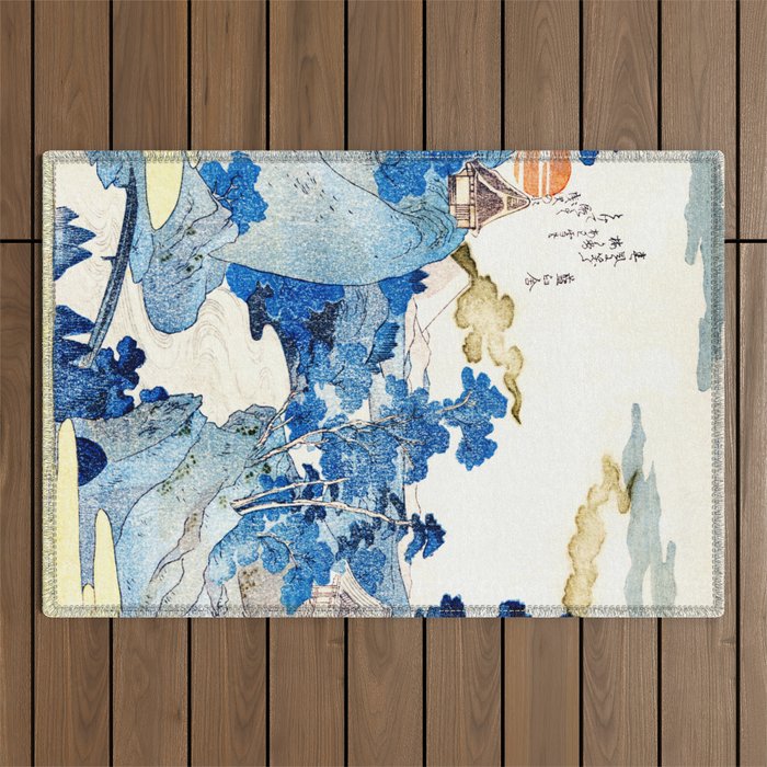 An Evening View of Fuji (Fuji no Yukei) by Utagawa Kuniyoshi  Outdoor Rug Gallery Image 1