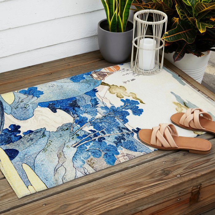 An Evening View of Fuji (Fuji no Yukei) by Utagawa Kuniyoshi  Outdoor Rug Gallery Image 2