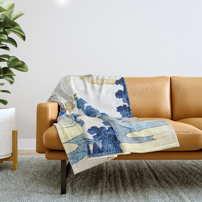 An Evening View of Fuji (Fuji no Yukei) by Utagawa Kuniyoshi  Throw Blanket Gallery Image 1