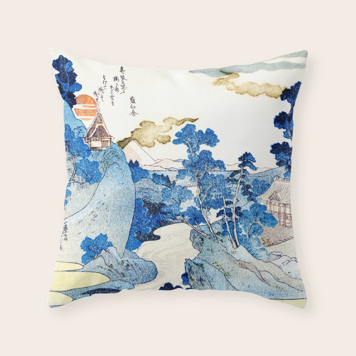 An Evening View of Fuji (Fuji no Yukei) by Utagawa Kuniyoshi  Throw Pillow Gallery Image 6