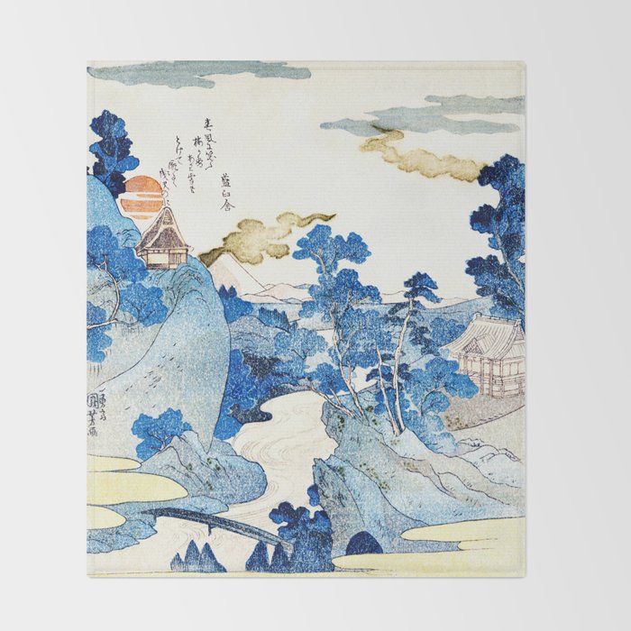 An Evening View of Fuji (Fuji no Yukei) by Utagawa Kuniyoshi  Throw Blanket Gallery Image 2