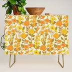 Yellow Vintage-Inspired 70s Floral Cottage Garden Credenza Gallery Image 1