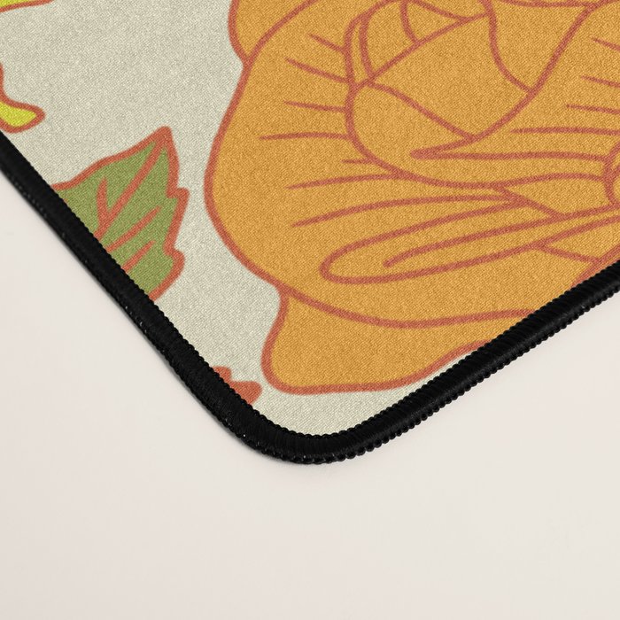 Yellow Vintage-Inspired 70s Floral Cottage Garden Desk Mat Gallery Image 4