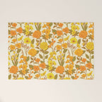 Yellow Vintage-Inspired 70s Floral Cottage Garden Welcome Mat Gallery Image 1