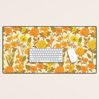 Yellow Vintage-Inspired 70s Floral Cottage Garden Desk Mat Gallery Image 1