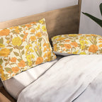 Yellow Vintage-Inspired 70s Floral Cottage Garden Pillow Sham Gallery Image 2