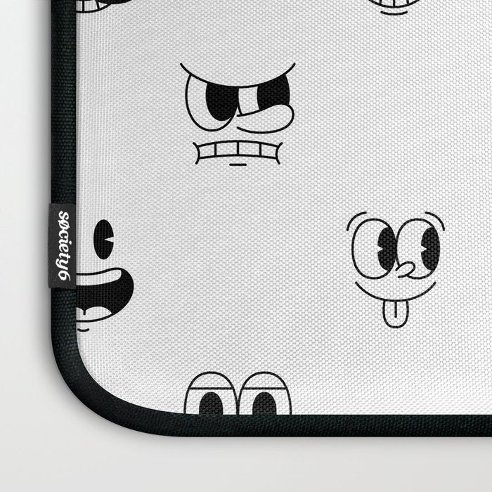Vintage cartoon mascot face doodle pattern Laptop Sleeve Gallery Image 3