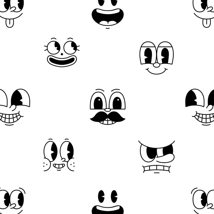 Vintage cartoon mascot face doodle pattern Coffee Mug Gallery Image 2