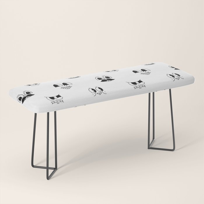 Vintage cartoon mascot face doodle pattern Bench Gallery Image 1