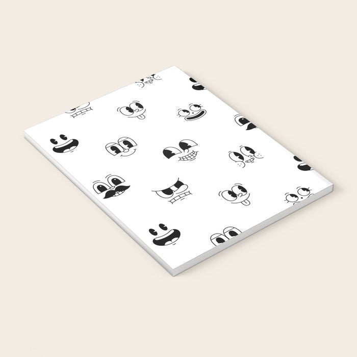 Vintage cartoon mascot face doodle pattern Notebook Gallery Image 3