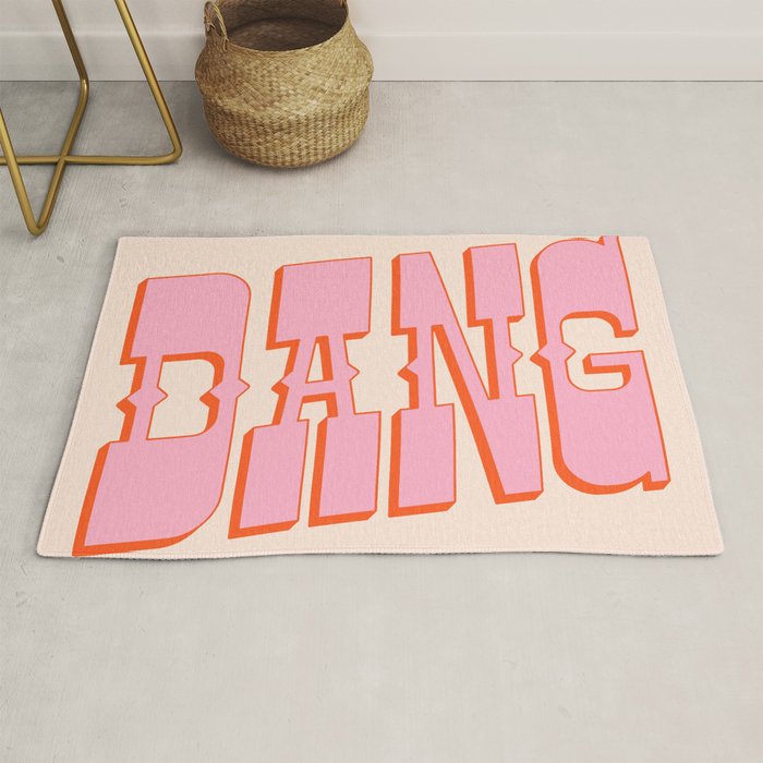 DANG - western style saloon font in retro mod colors (bright pink and orange) Rug Gallery Image 1