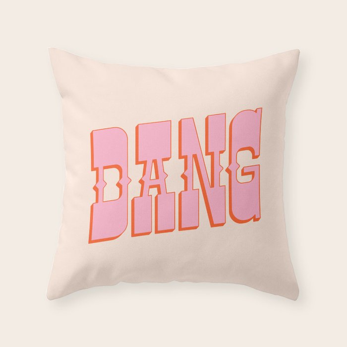 DANG - western style saloon font in retro mod colors (bright pink and orange) Throw Pillow Gallery Image 1