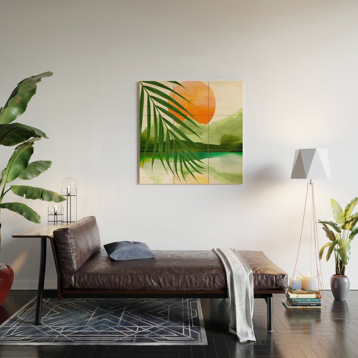 Abstract Art Tropical Leaves 140 Wood Wall Art Gallery Image 2