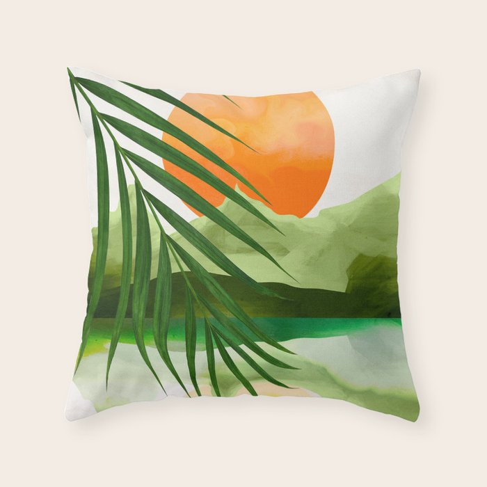 Abstract Art Tropical Leaves 140 Throw Pillow Gallery Image 1