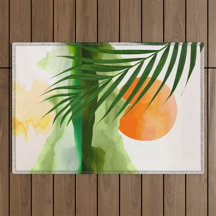 Abstract Art Tropical Leaves 140 Outdoor Rug Gallery Image 1