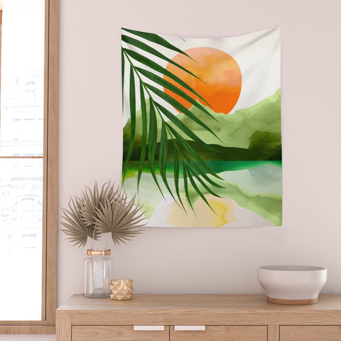 Abstract Art Tropical Leaves 140 Wall Tapestry Gallery Image 2