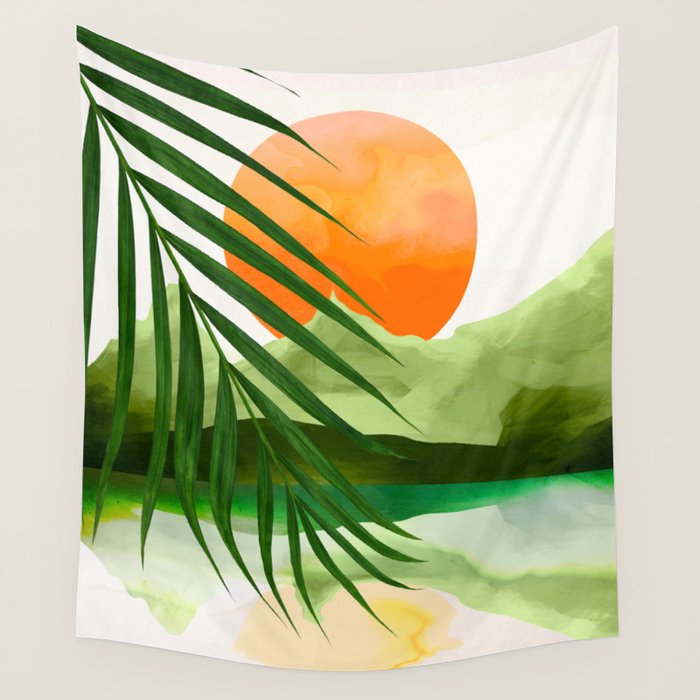 Abstract Art Tropical Leaves 140 Wall Tapestry Gallery Image 1