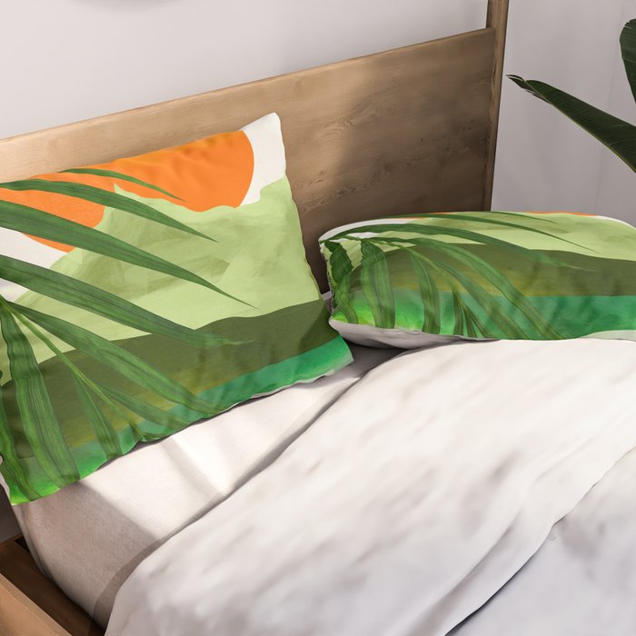 Abstract Art Tropical Leaves 140 Pillow Sham Gallery Image 2