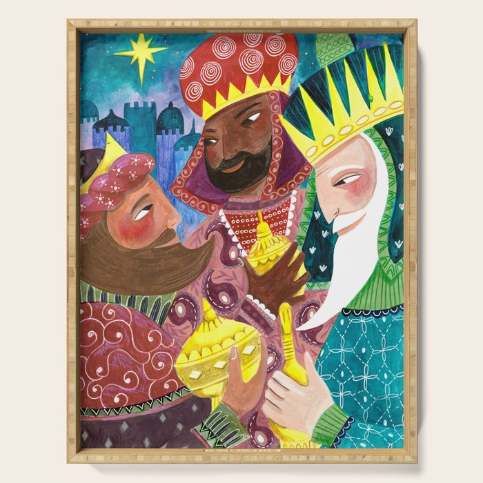 Christmas rejoice three wisemen kings star Serving Tray Gallery Image 1