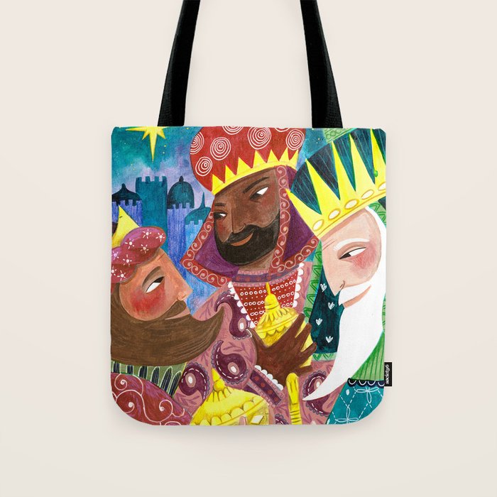 Christmas rejoice three wisemen kings star Tote Bag Gallery Image 1