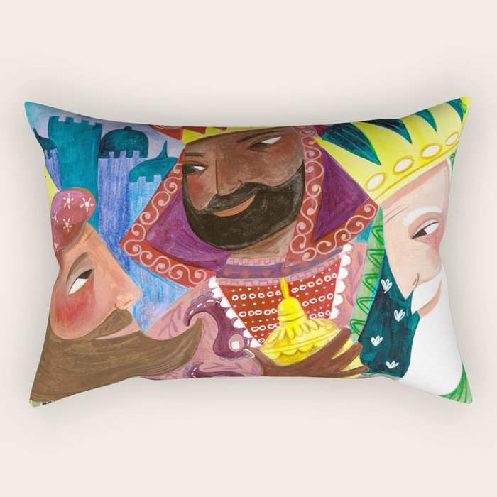 Christmas rejoice three wisemen kings star Rectangular Pillow Gallery Image 2