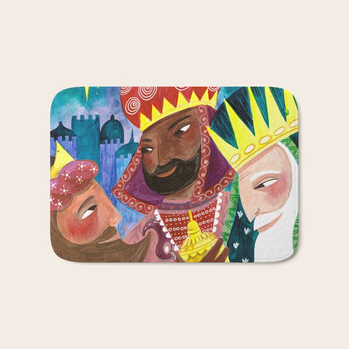 Christmas rejoice three wisemen kings star Bath Mat Gallery Image 1