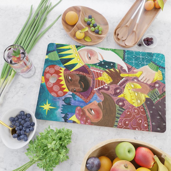 Christmas rejoice three wisemen kings star Cutting Board Gallery Image 2