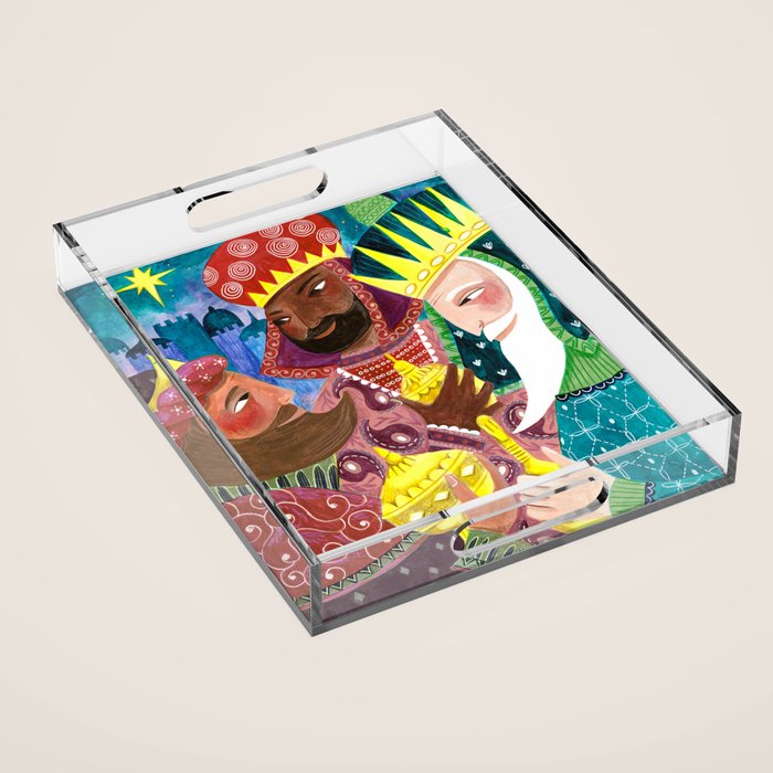 Christmas rejoice three wisemen kings star Acrylic Tray Gallery Image 1