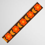 Jonnty Flowers Retro Floral Stripe Pattern in 70s Brown and Orange Table Runner Gallery Image 3
