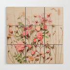 Flowers - Pastel Wildflowers and Pink Roses - Flat lay Florals Wood Wall Art Gallery Image 1