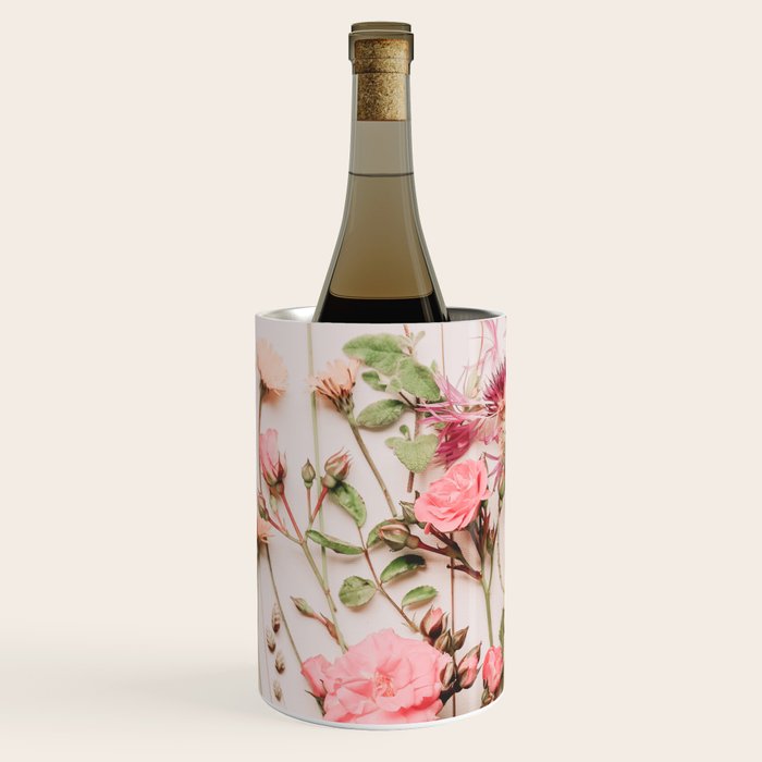 Flowers - Pastel Wildflowers and Pink Roses - Flat lay Florals Wine Chiller Gallery Image 2